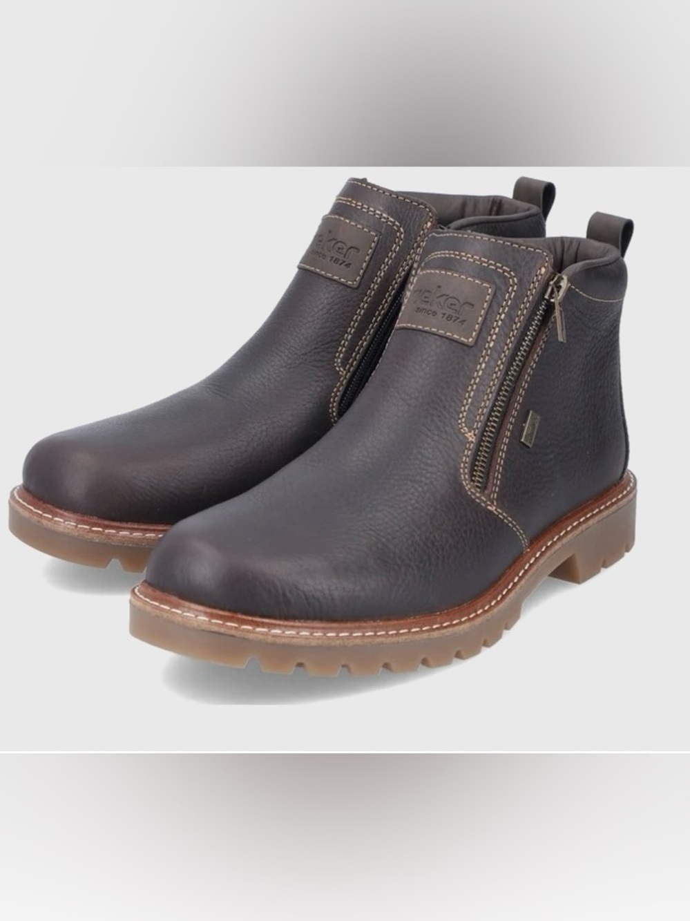 Rieker Men’s Dark Brown Leather Side-Zip Chukka Boots